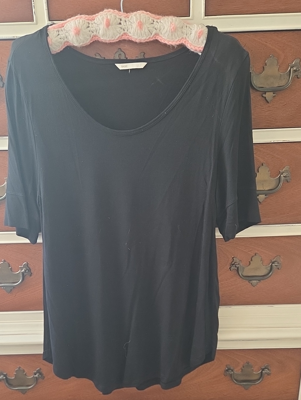 H&M Black Scoop Neck Short Sleeve Top